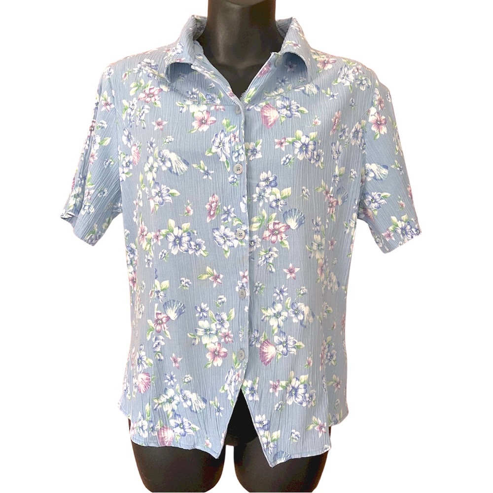 KORET BLUE AND FLOWERED BUTTON DOWN SIZE 10